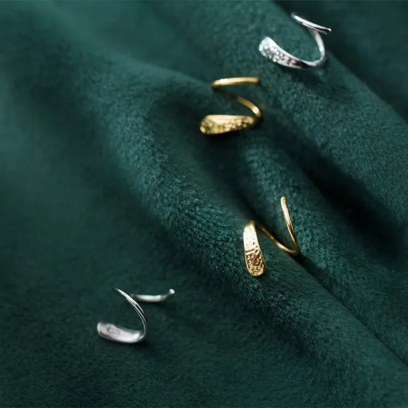 Trustdavis 100% 925 Sterling Silver Women's Snakelike Ear Bones Ear Buckle Ring Tightly Packed Mini Double Ring Earrings DA266