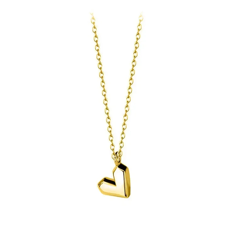 Real 925 Sterling Silver Romantic Geometric Section Heart Necklace LB058