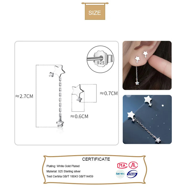 Sweet asymmetric Chsin Star Stud Earrings DS2701