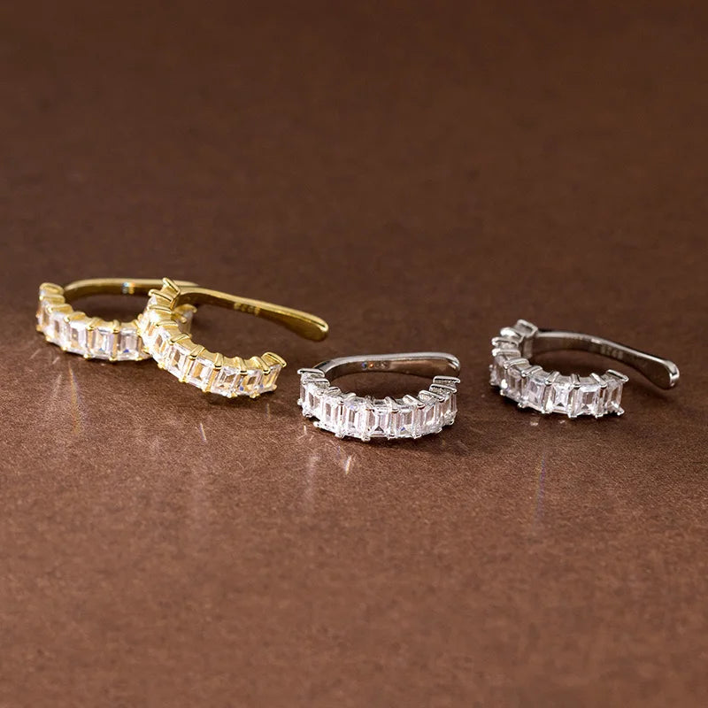 Trustdavis 2024 Real 925 Sterling Silver Zircon Temperament Clip Earrings for Women Daughter Birthday Party Gift Jewelry DS4459