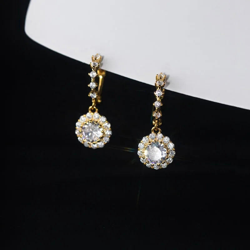 TrustDavis Real 925 Sterling Silver 2022 Fashion Sparkling Zircon Hoop Earrings For Women Elegant Chic Party Jewelry Gift DA0055