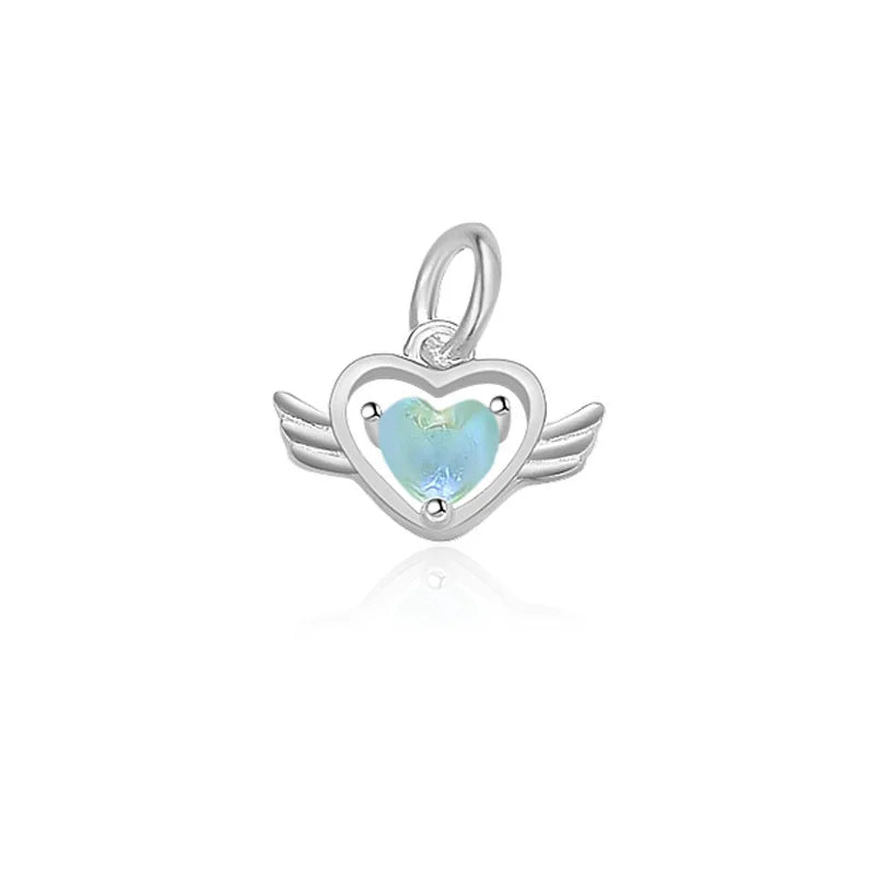 TrustDavis Real 925 Sterling Silver Fashion Love Angel Wings Charm Pendant Handmade DIY Accessories Fine Jewelry Wholesale HY046