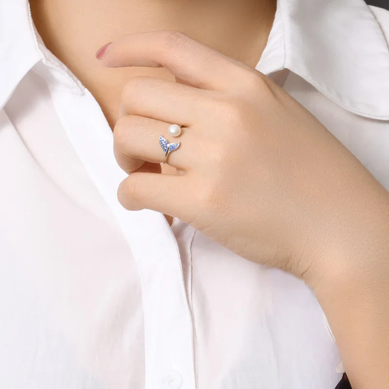 Mermaid Tail Freshwater Pearl Opening Rings DF132