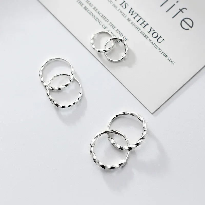 Trusta Genuine 925 Sterling Silver Fashion Sweet Creative Twist Hoop Earring For Women Girl Piercing Earing Jewelry Gift DS2347