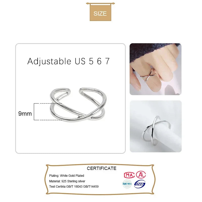 TrustDavis Real 925 Sterling Silver Fashion Sweet 3D Cross Opening Ring For Women Wedding Birthday Fine S925 Ring Jewelry DS954