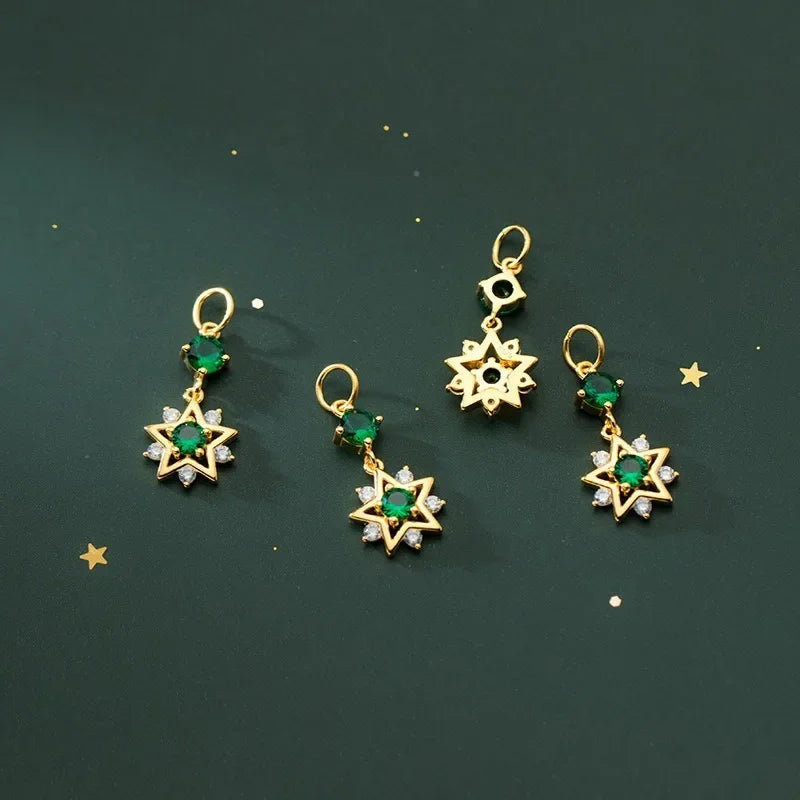 TrustDavis Real 925 Sterling Silver Fashion Gild Five Pointed Star Charm Pendant Handmade DIY Accessories Wholesale DZ1700