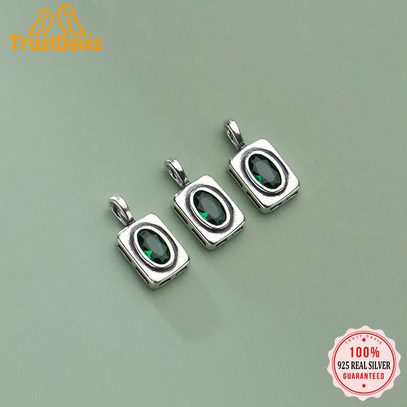 Green CZ Rectangle Pendant HY844