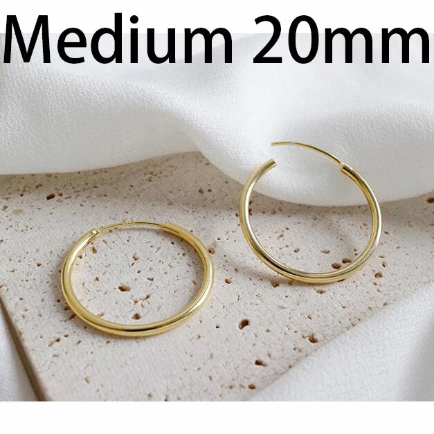 TrustDavis 100% 925 Solid Sterling Silver Gold Unique Shaped Piercing Huggie Hoop Earring For Women Girl Lady Fine Jewelry DA102