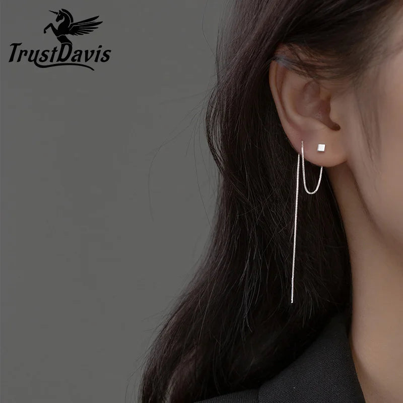 Square Box Chain Line Earrings DE0552
