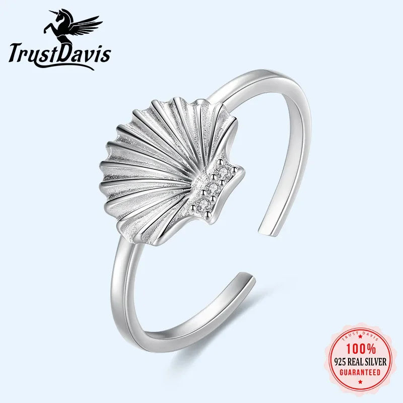 Shell Shiny CZ Opening Ring DA26