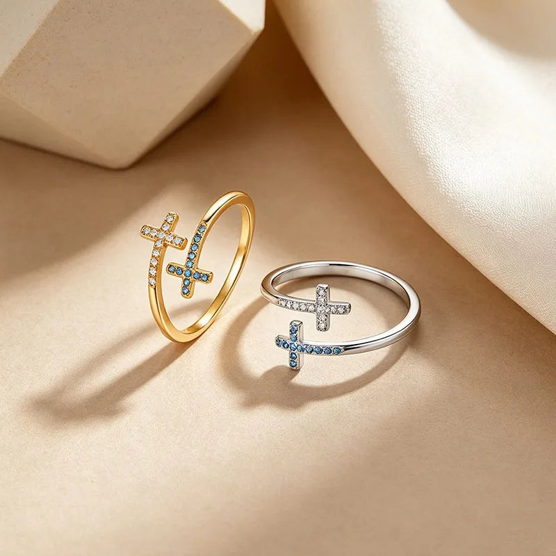 Silver Cross Open Ring DS5026