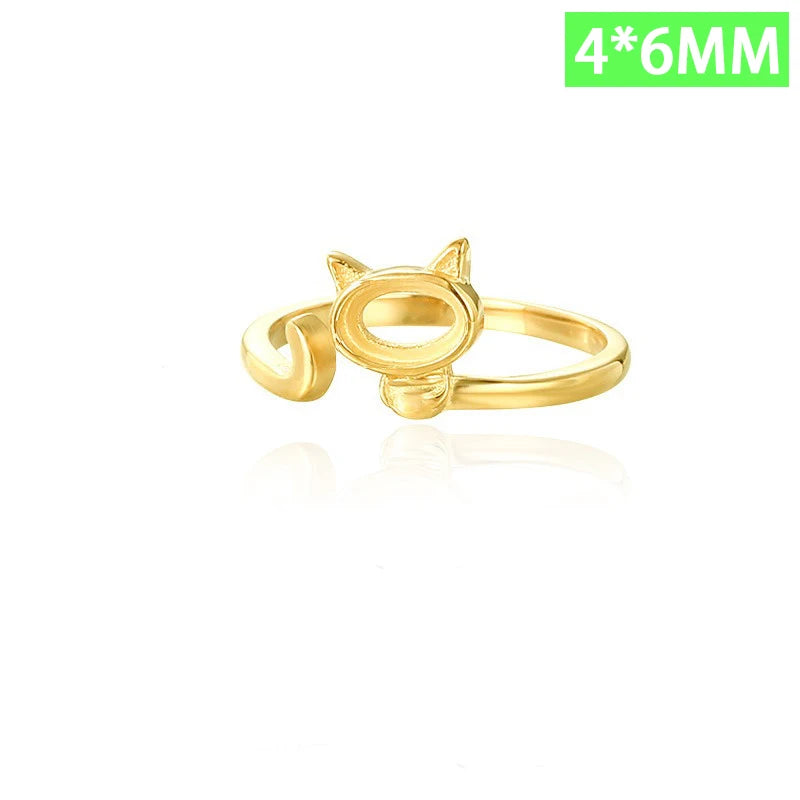 cat ring 3 4 5 6 empty bracket handmade DIY jewelry DZ1690