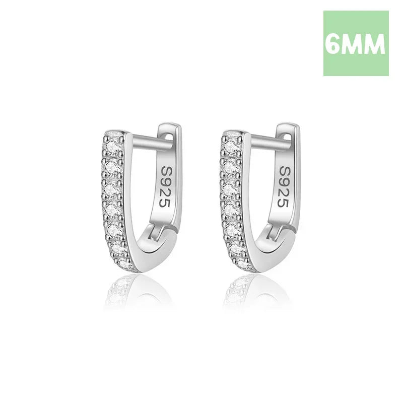 925 Sterling Silve Fashion Minimalist Geometric Zircon Gothic Hoop Earrings DA2723