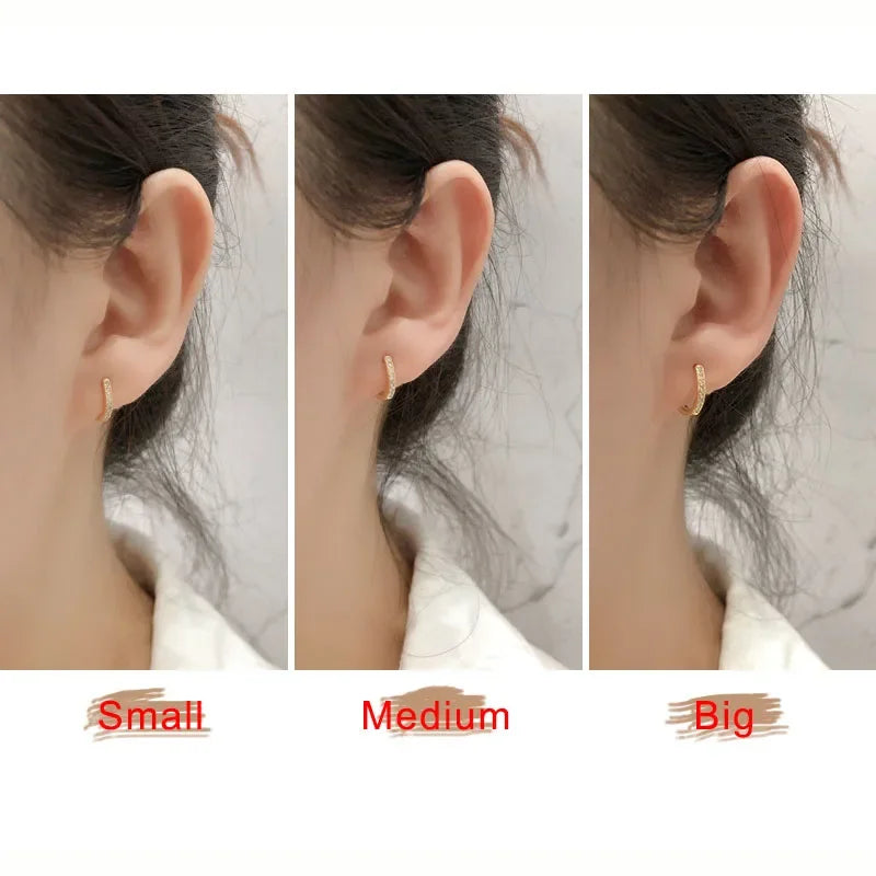 925 Sterling Silve Fashion Minimalist Geometric Zircon Gothic Hoop Earrings DA2723