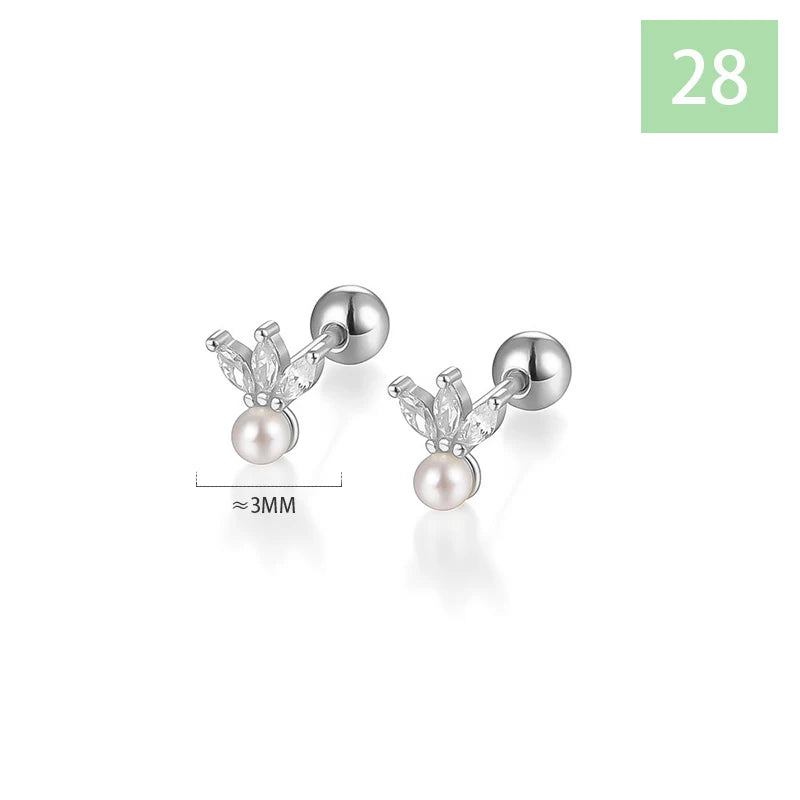 Geometric Zircon Screw Stud Earrings DS4644