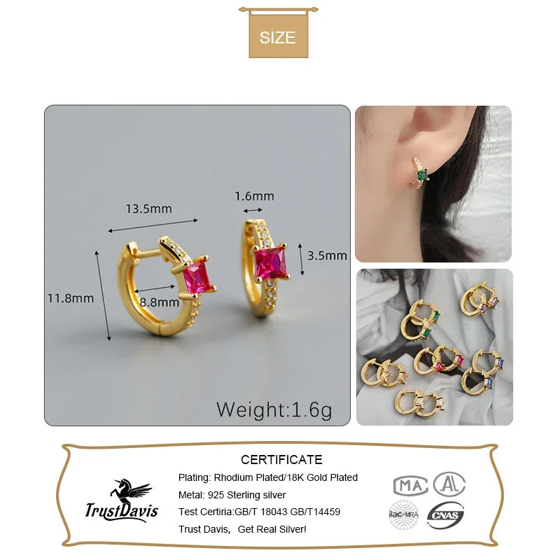 Square Colour Charm Hoop Earring DA2721