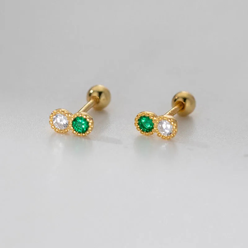 Double-color Zircon Stud Earrings DS1912