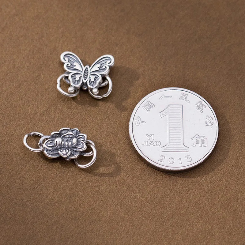 TrustDavis Real 925 Sterling Silver Fashion Sweet Butterfly Charm Pendant Handmade DIY Accessories Jewelry Wholesale DZ1637