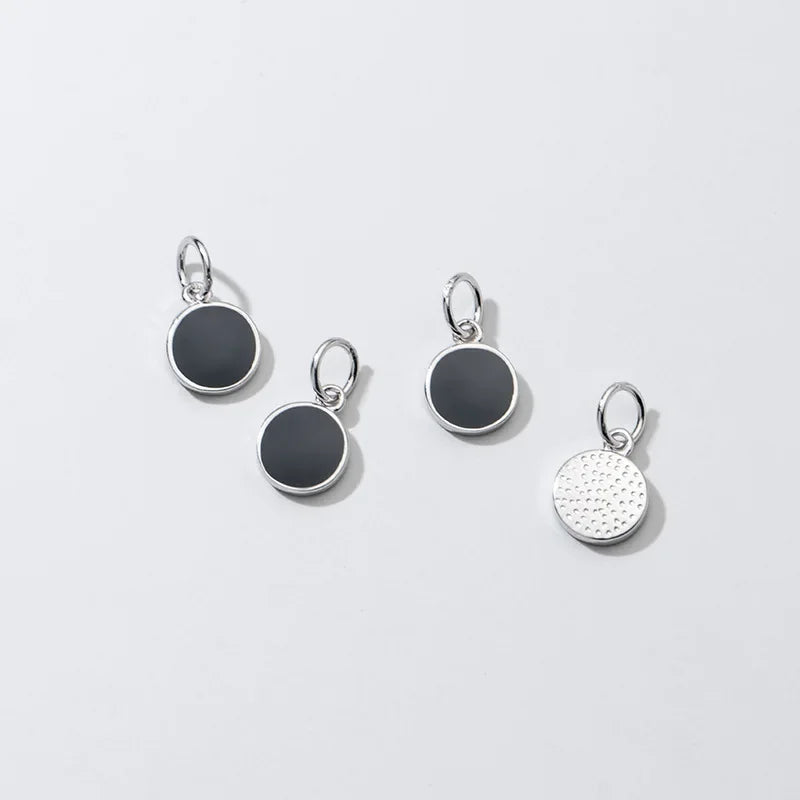 Black Glaze Round Charm Pendant DIY Accessories Jewelry HY105
