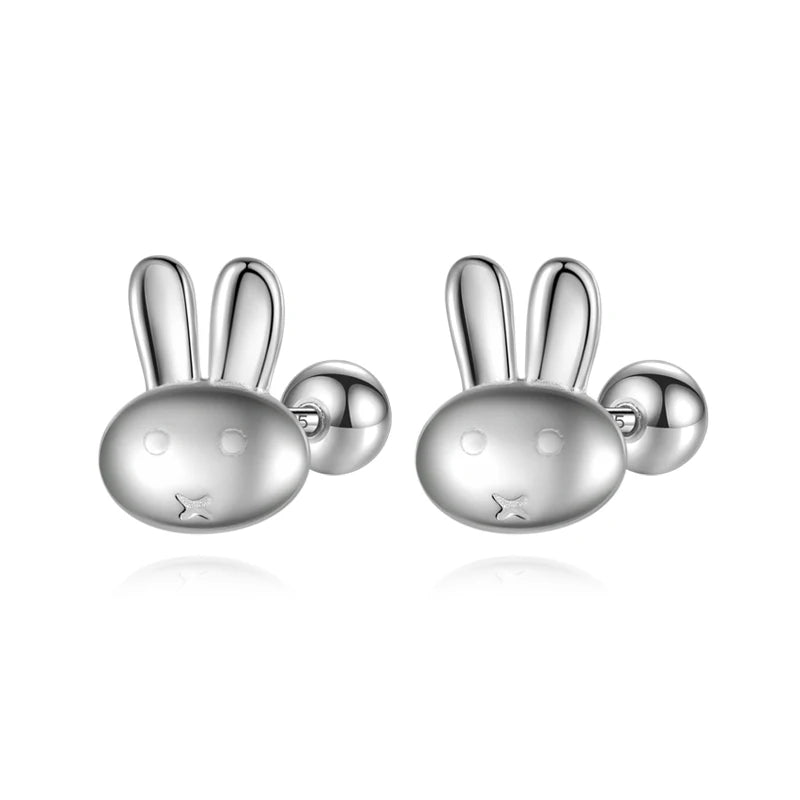 Trustdavis Real 925 Sterling Silver Rabbit Animal Cat Stud Earrings for Women Wedding Party Fine Jewelry DS4375