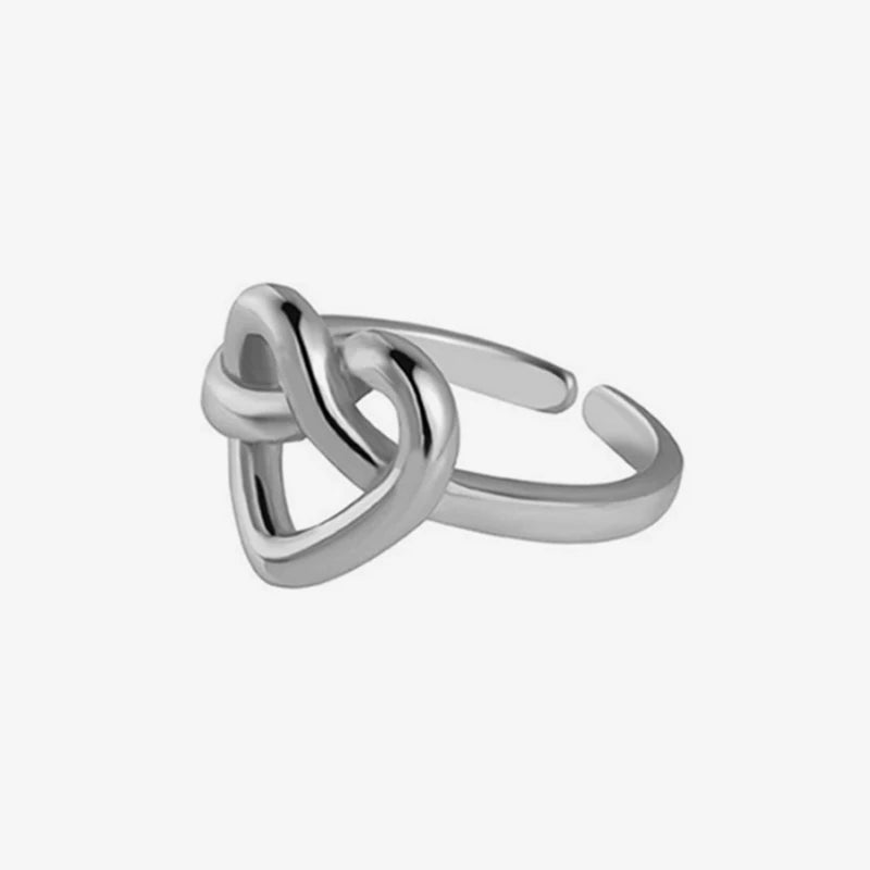 TrustDavis 925 Sterling Silver Women's Fashion Simple Heart/Heart Cross Open Ring for Women Girls Jewelry Gift DS4340
