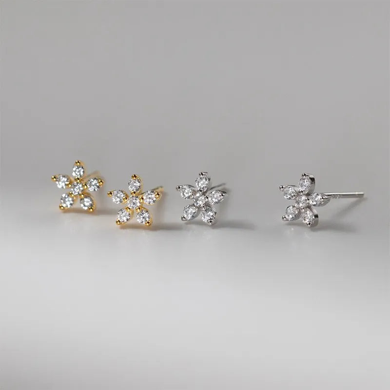 Fshion Cherry Blossom Zircon Stud Earrings for Women DS4965