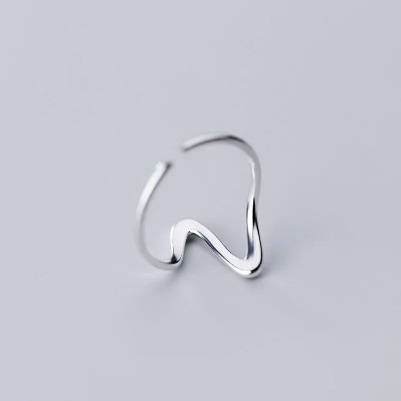 Trustdavis 100% 925 Sterling Silver Fashion Snake S Wave Cocktail Opening Ring For Women Silver 925 Ring Jewelry Gift DA343