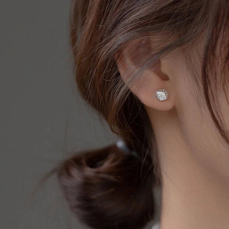 TrustDavis New 925 Sterling Silver Simple Irregular Geometry Stud Earrings for Women Fine Anniversary Gift DA3225