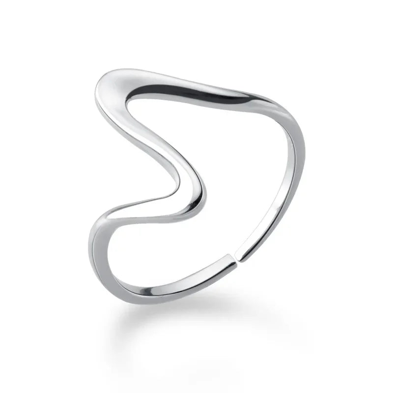 Trustdavis 100% 925 Sterling Silver Fashion Snake S Wave Cocktail Opening Ring For Women Silver 925 Ring Jewelry Gift DA343