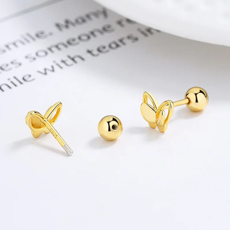 TrustDavis Authentic 925 Sterling Silver Cute Butterfly Stud Earrings for Women Girls Kids Birthday Gift Jewelry DS3919