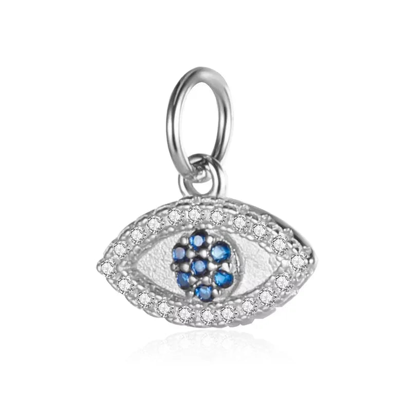 TrustDavis Real 925 Sterling Silver Fashion Sweet Eye Dazzling CZ Charm Pendant Handmade DIY Accessories Fine Jewelry HY354