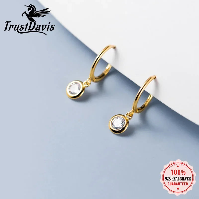 Fashion Round Shiny CZ Charm Hoop Earrings DB1160