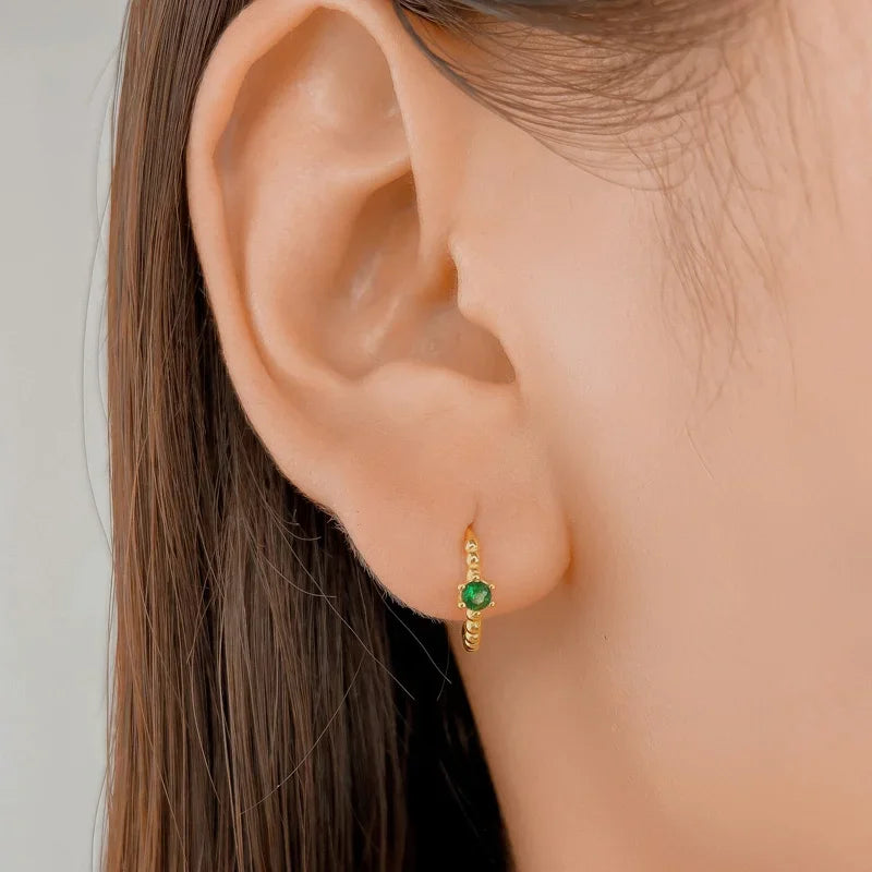 Trustdavis Real 925 Sterling Silver Fashion Colorful Zircon Charming Small Earrings For Women Rock Unisex Party Jewelry DA2645