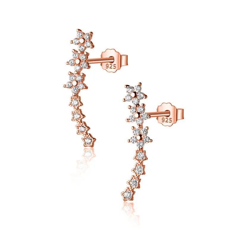 TrustDavis Real 925 Sterling Silver Fashion Sweet Star Dazzling CZ Stud Earrings For Women Wedding Fine Jewelry DA2390