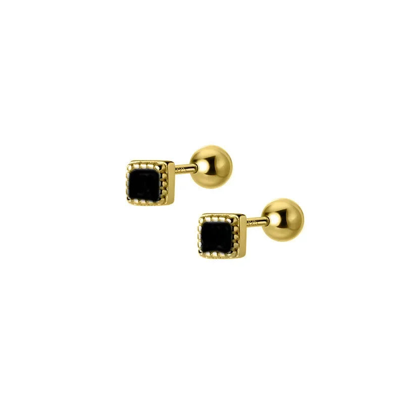 Square Shiny Screw Stud Earrings DB1090