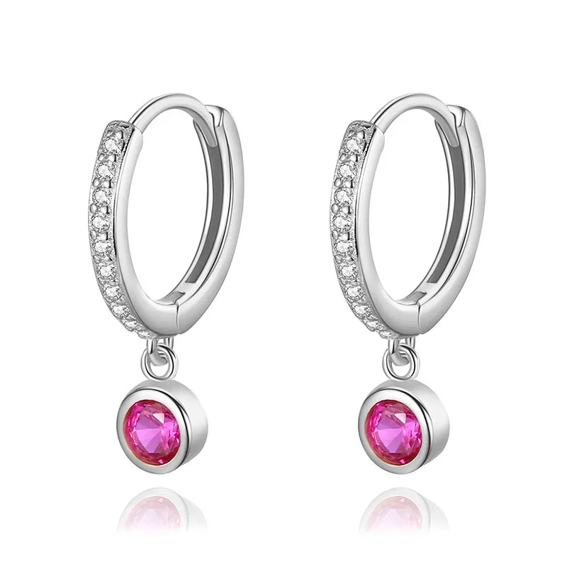 Trustdavis Real 925 Sterling Silver Round Pendant Hoop Earrings For Women Wedding Party Fine Colour Dazzling Jewelry DA2739