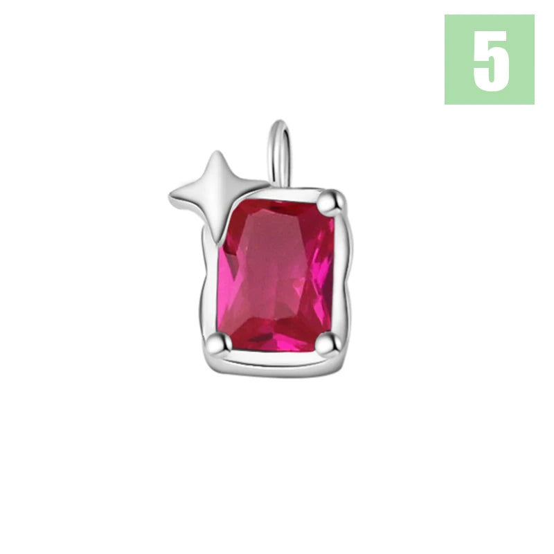 TrustDavis Real 925 Sterling Silver Star Square Zircon Charm Pendant for Women Kids Handmade DIY Accessories Jewelry DZ1016