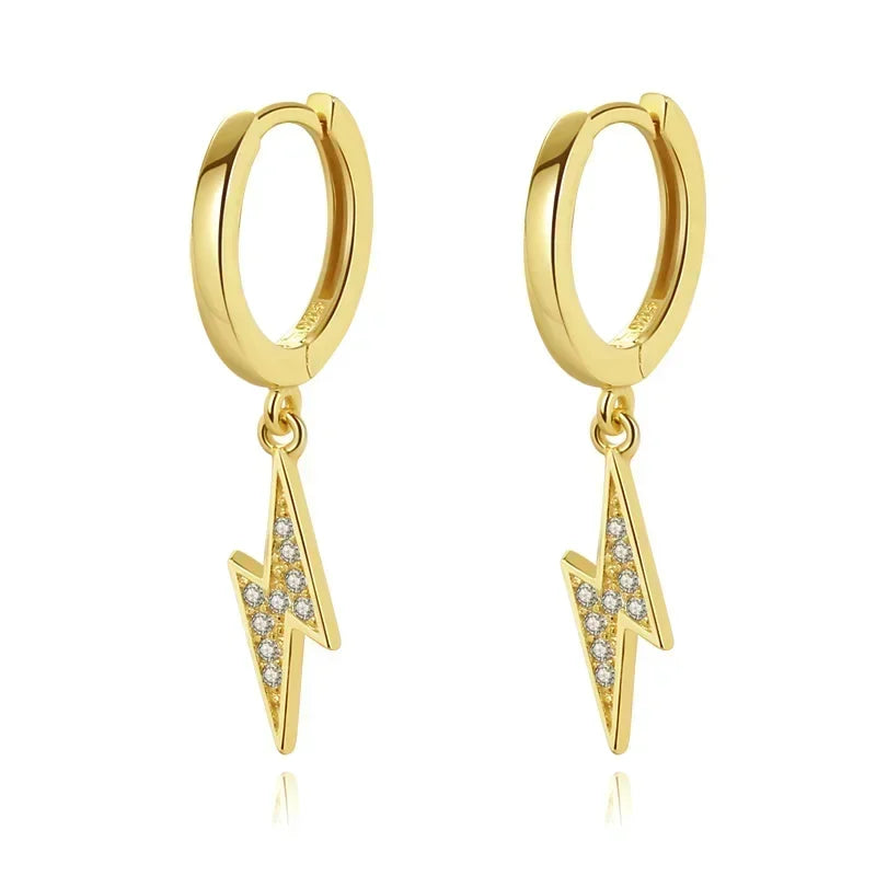 Trustdavis Minimalist 925 Sterling Silver Sweet Lightning CZ Charm Drop Earring For Women Wedding Party Jewelry Gift DA491-L