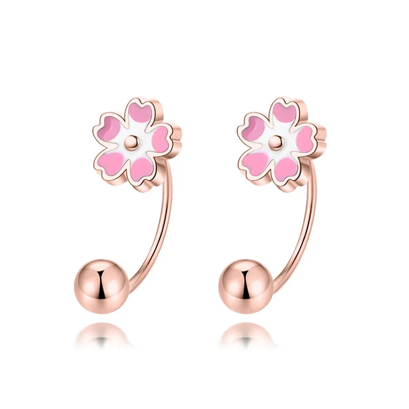 925 Sterling Silver Cute Flower Stud Earrings DS3950