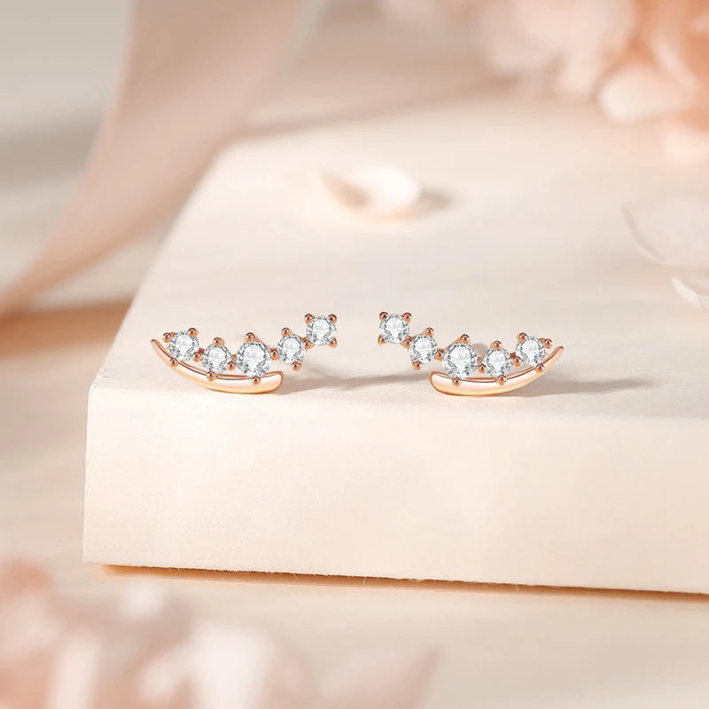 TrustDavis 925 Sterling Silver Women's Fashion Simple Five Round Zirconia Stud Earrings for Women Girls Jewelry Gift DS4291