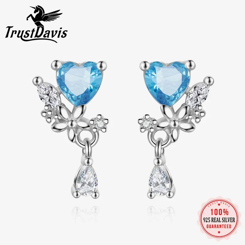 Blue Heart Stud Earrings DA3215