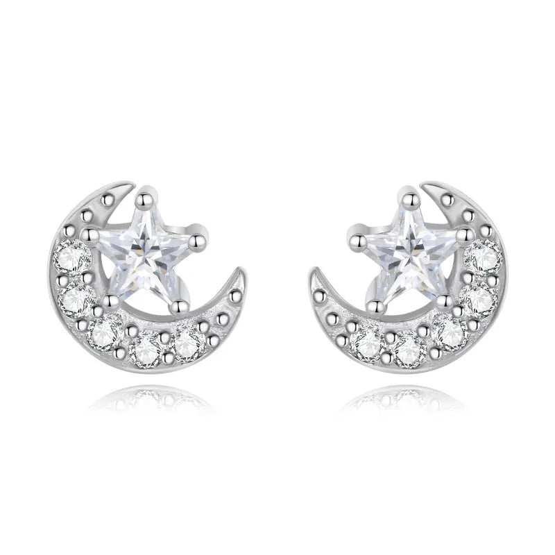 Star Moon Zircon Stud Earrings DA3220