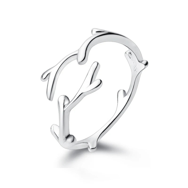 TrustDavis Fashion Ring 925 Sterling Silver Ring Sweet Branches Cocktail Girls Birthday Wish Gift For Women Fine Jewelry DS2702