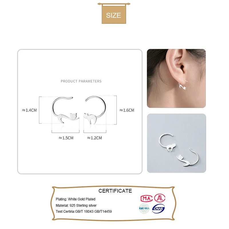 Tiny Cute Asymmetric Cat Stud Earrings DA487