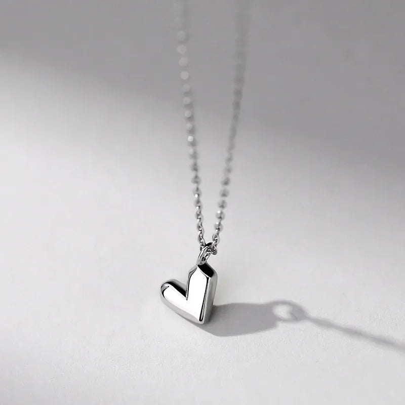 Real 925 Sterling Silver Romantic Geometric Section Heart Necklace LB058