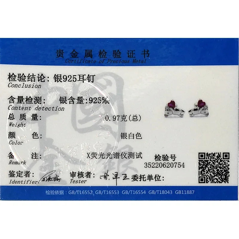 TrustDavis Real 925 Sterling Silver Earring Love Animal Bear Heart CZ Screw Stud Earrings for Daughter Girls Jewelry Gift DA3172