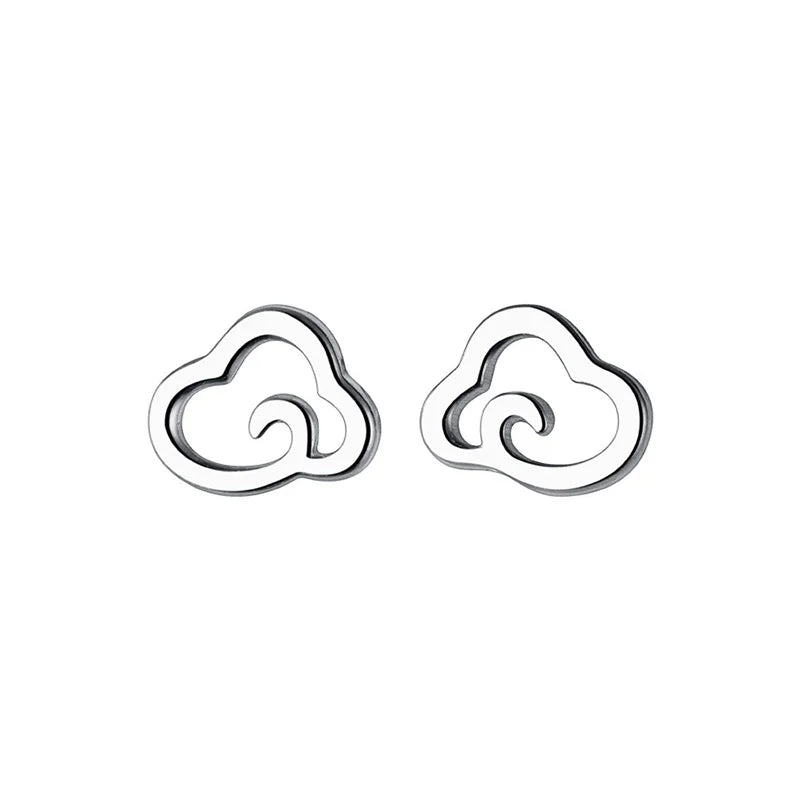 TrustDavis Real 925 Sterling Silver Sweet Hollow Out Clouds Stud Earrings For Daughter Children Girls Gift Fine Jewelry DE0572