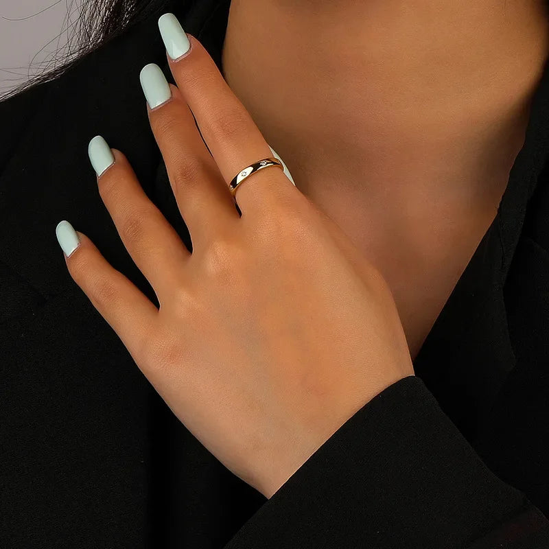 925 Sterling Silver Fashion Start Simple Opening Ring LB278