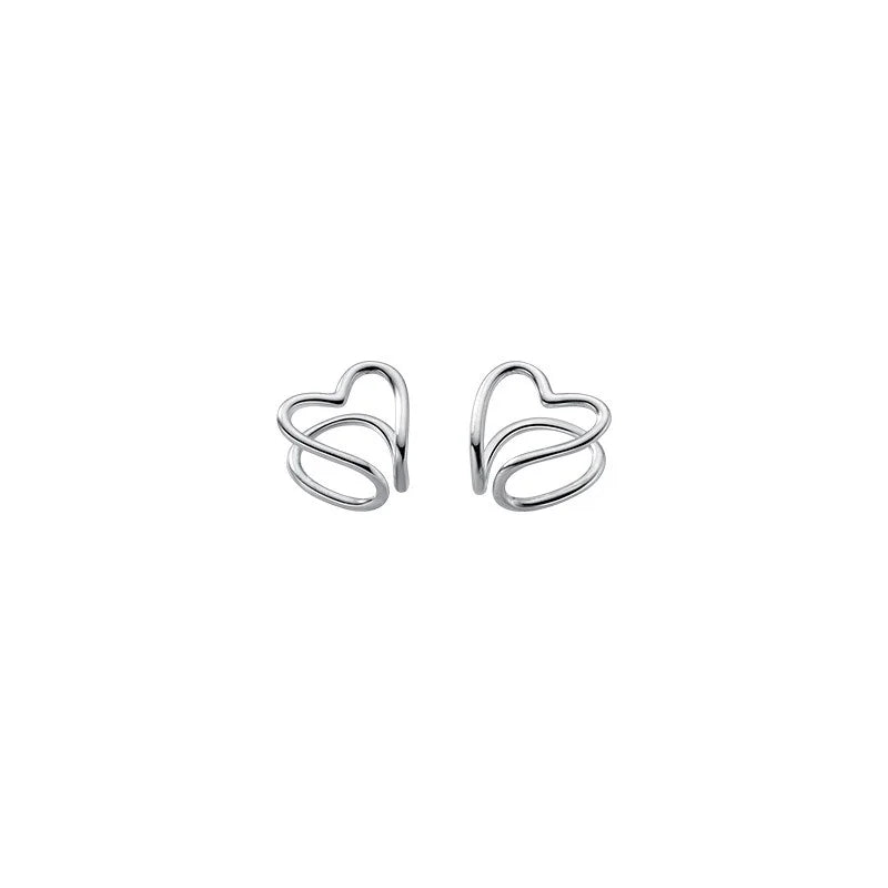 Heart-shaped Silver Clips Earrings DS4867