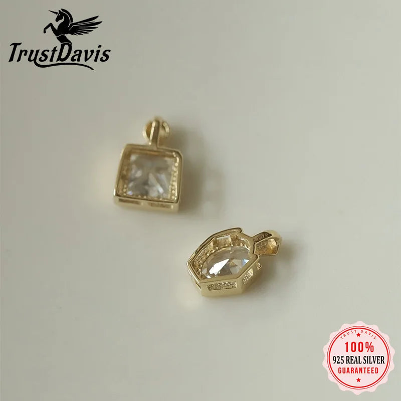 TrustDavis Real 925 Sterling Silver Sweet Mini Pendant Handmade DIY Fit Necklace Bracelet Accessories Fine Jewelry DZ1834